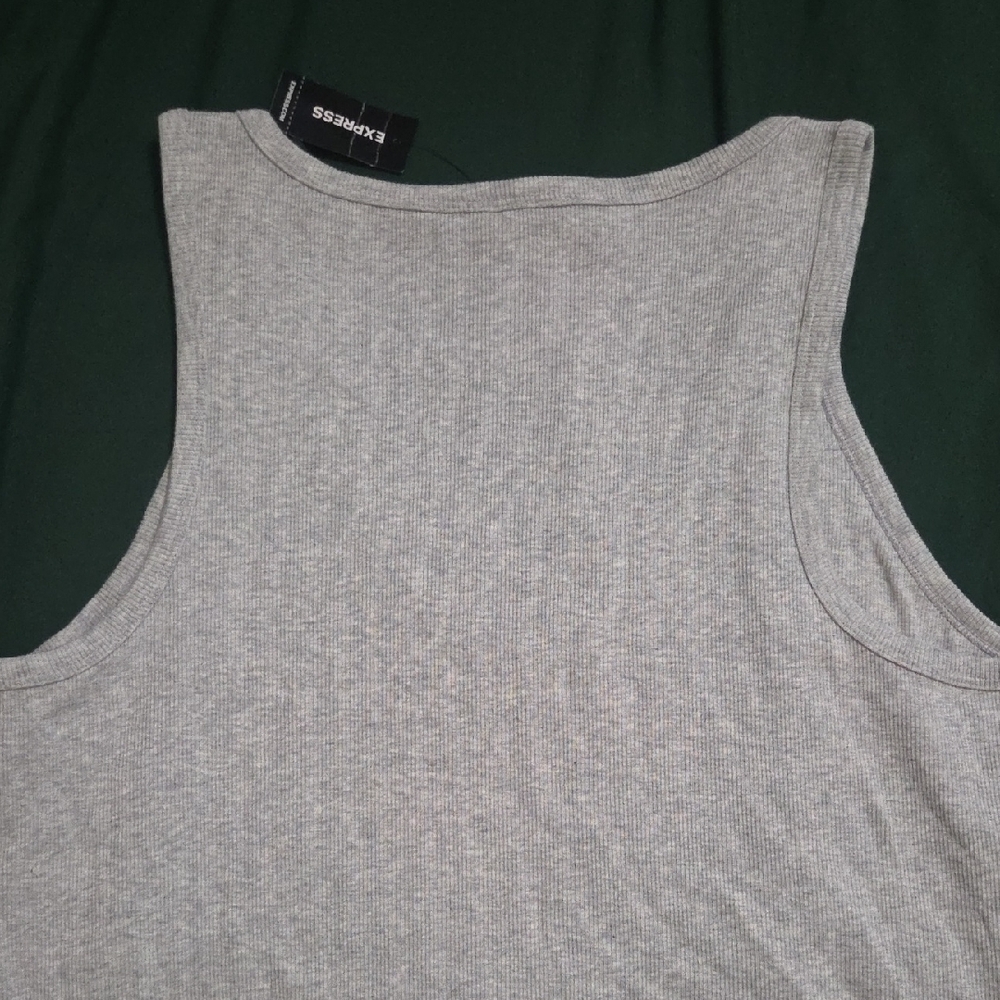 Express Light Gray Ribbed Tank Top - Picture 4 of 6